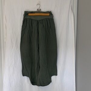 Made in Italy Olive Green Wide Leg Linen Pants